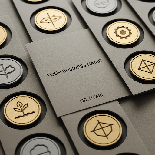 A professional business card-style greeting card for a new venture